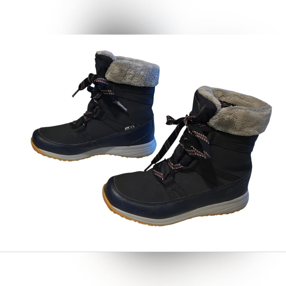 Salomon Heika Leather Waterproof Winter Boots Sz 7 (Fits Like a 7.5)